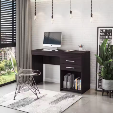 Brown Computer Desk for Home Office or Bedroom, with Drawers, Ideal for Small Spaces