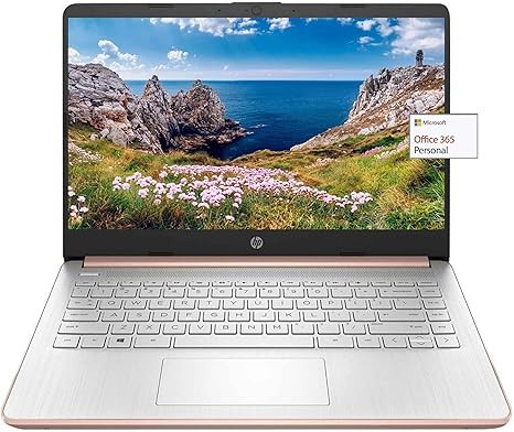 HP 14in Thin Light Laptop, Intel 2-Core CPU, 8GB RAM, 192GB Storage(64GB eMMC 128GB Micro SD),1Yr Office w/Accessories(Rose Gold)