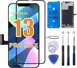 ZTR for iPhone 13 Pro Max Screen Replacement, 6.7-inch LCD COF Display, Touch Digitizer Full Assembly with Waterproof Tape, 120Hz Promotion, Screen Protector (for A2484, A2641, A2644, A2645, A2643)