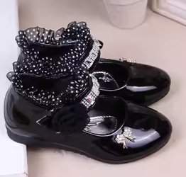 2021 New Flower Girls Shoes Spring Autumn Princess Lace PU Leather Shoes Cute Bowknot Rhinestone For 3-11 Ages Toddler Shoes