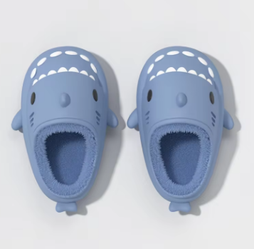 Kids Girls Shark Cotton Slippers 2024 Autumn/Winter Boys Waterproof and Warm Children's Home Cotton Shoes