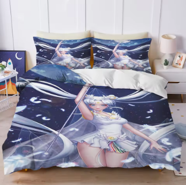 Anime Duvet Cover Moon Home Cute Cartoon Printed Pillowcase Set Adult Children Comforter Bedding Fashion