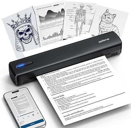 Portable Printers Wireless for Travel, Inkless Thermal Printer, Bluetooth Mobile Printer Support 8.5" X 11" Letter & A4 Size, Compatible with iPhone Android Laptop, Compact Printer for Home Car Office