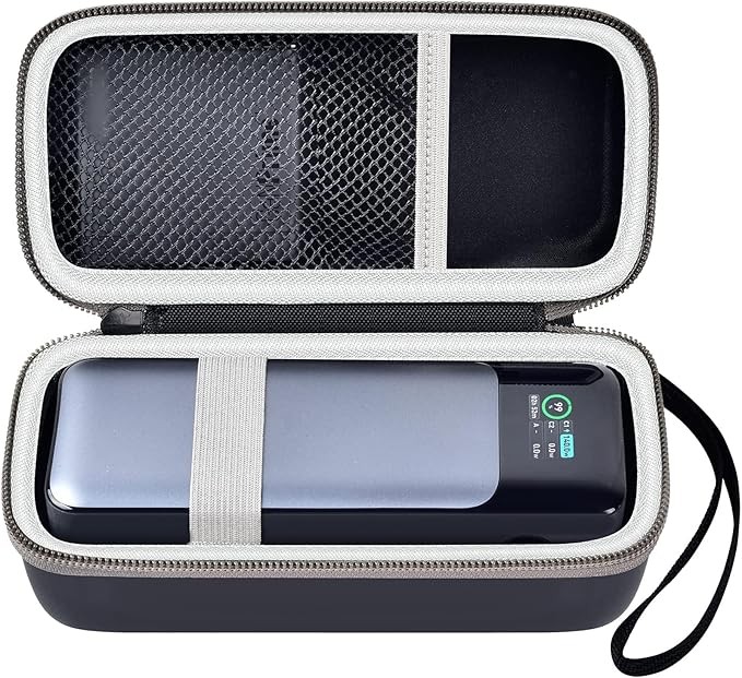 casmilee Case Compatible with Anker 737/735/ 736/717 USB-C Portable Charger Power Bank, Fast Foldable Wall PowerBank Bag for GaN Prime Nano II AC Adapter, Powercore Pocket for lights Cable - Black