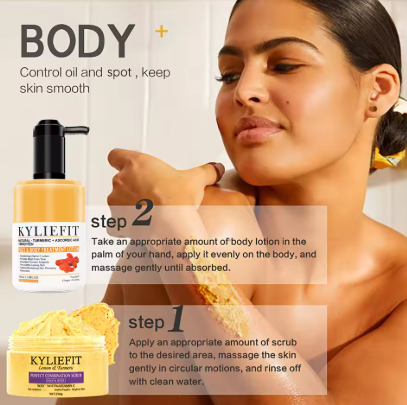 AILKE Organic Turmeric Skin Care Set, Reduce Acne, Cleaning Skin, Exfoliation, Whiten Skin, Even Skin Tone, Improve Dry Skin